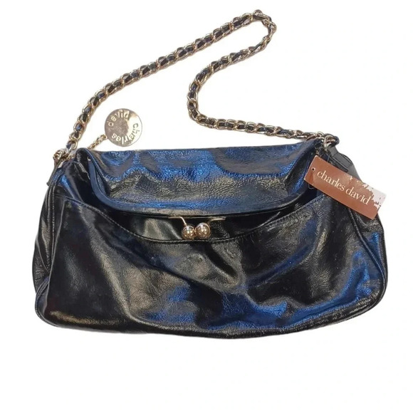 Charles David  Black Leather Chainlink Purse - Picture 2 of 10